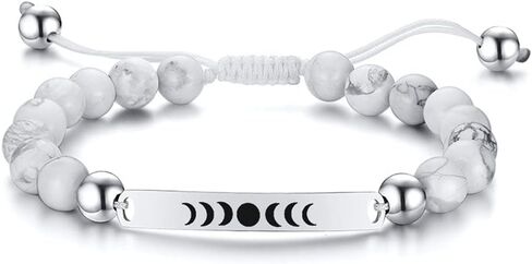 ZKXXJ Personalized Free Engraving Stainless Steel Bracelets for Men Women - Adjustable Matte Beaded Onyx Cuff Bracelet Text Customized Birthday Christmas Anniversary Jewelry Gift for Him Her in Saudi Arabia