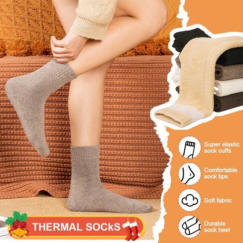 Muitmopoke Warm Socks for Women Winter Wool Boot Socks Size 9-11 Thermal Thick Cozy Crew Gift Socks 5 Pairs in Saudi Arabia