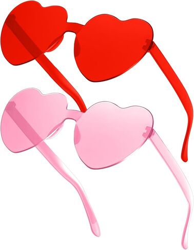 RTBOFY 2 Pack Heart Sunglasses, Heart Shaped Sunglasses with Transparent Candy Color for Party Favor……… in Saudi Arabia