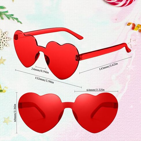 RTBOFY 2 Pack Heart Sunglasses, Heart Shaped Sunglasses with Transparent Candy Color for Party Favor……… in Saudi Arabia