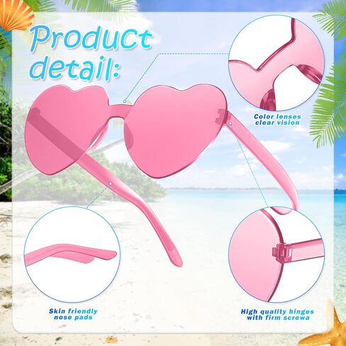 RTBOFY 2 Pack Heart Sunglasses, Heart Shaped Sunglasses with Transparent Candy Color for Party Favor……… in Saudi Arabia