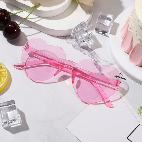 RTBOFY 2 Pack Heart Sunglasses, Heart Shaped Sunglasses with Transparent Candy Color for Party Favor……… in Saudi Arabia
