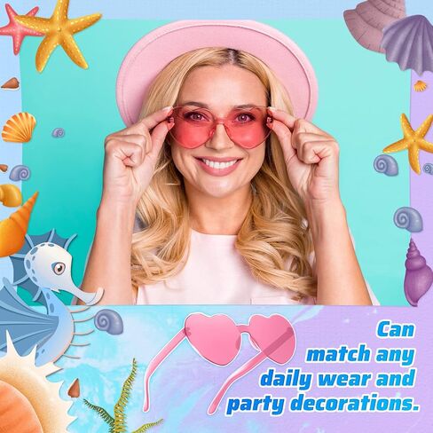 RTBOFY 2 Pack Heart Sunglasses, Heart Shaped Sunglasses with Transparent Candy Color for Party Favor……… in Saudi Arabia