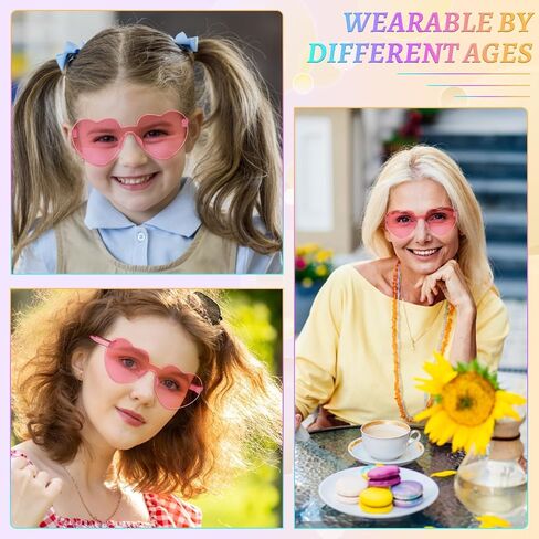RTBOFY 2 Pack Heart Sunglasses, Heart Shaped Sunglasses with Transparent Candy Color for Party Favor……… in Saudi Arabia