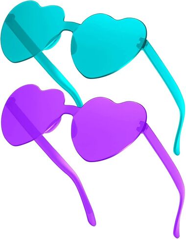 RTBOFY 2 Pack Heart Sunglasses, Heart Shaped Sunglasses with Transparent Candy Color for Party Favor……… in Saudi Arabia