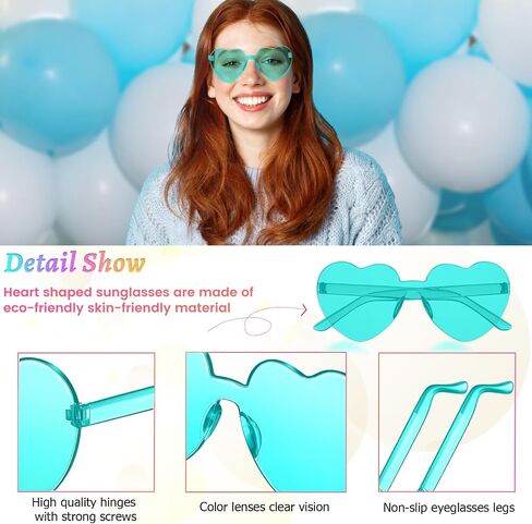 RTBOFY 2 Pack Heart Sunglasses, Heart Shaped Sunglasses with Transparent Candy Color for Party Favor……… in Saudi Arabia