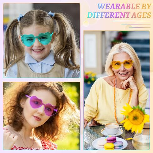 RTBOFY 2 Pack Heart Sunglasses, Heart Shaped Sunglasses with Transparent Candy Color for Party Favor……… in Saudi Arabia