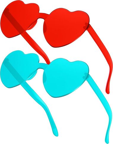 RTBOFY 2 Pack Heart Sunglasses, Heart Shaped Sunglasses with Transparent Candy Color for Party Favor……… in Saudi Arabia