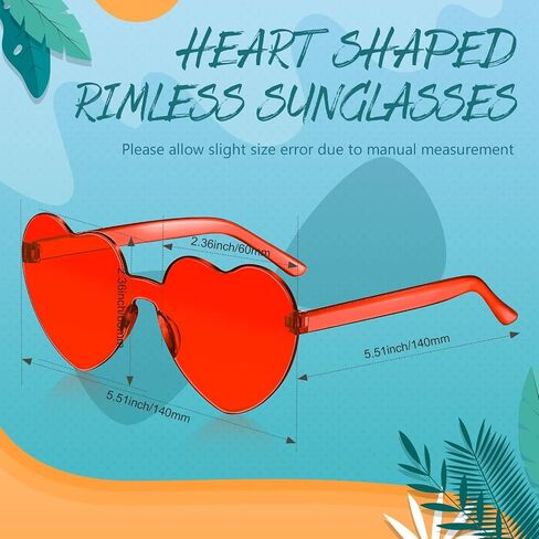 RTBOFY 2 Pack Heart Sunglasses, Heart Shaped Sunglasses with Transparent Candy Color for Party Favor……… in Saudi Arabia
