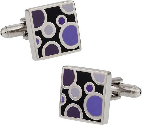 Black Purple Bubble Cufflinks Square Cuff Links with Travel Presentation Gift Box for Men Man Men's in Saudi Arabia