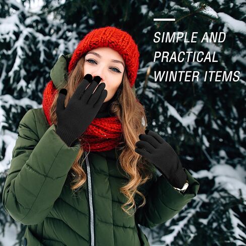 Liitrsh 4 Pairs Winter Gloves for Men Women, Anti-slip Knit Touchscreen Gloves, Full Fingers Gloves with Fleece Lined in Saudi Arabia