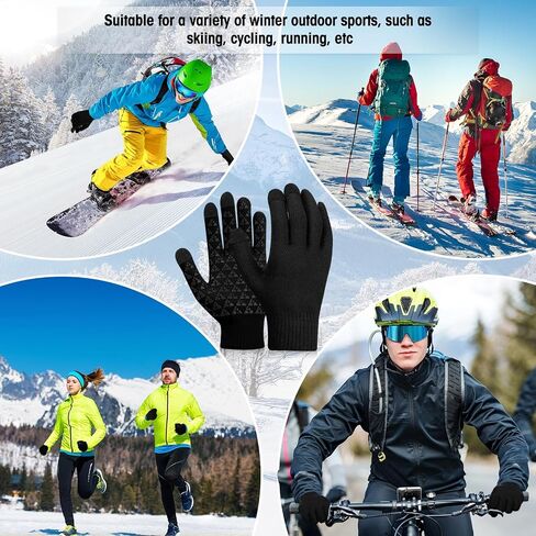 Liitrsh 4 Pairs Winter Gloves for Men Women, Anti-slip Knit Touchscreen Gloves, Full Fingers Gloves with Fleece Lined in Saudi Arabia