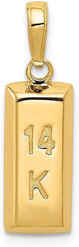 Solid 14k Yellow Gold Men's 3-D, 14k Yellow Gold Men's Bar Pendant Charm - 22mm x 7mm, Metal in Saudi Arabia