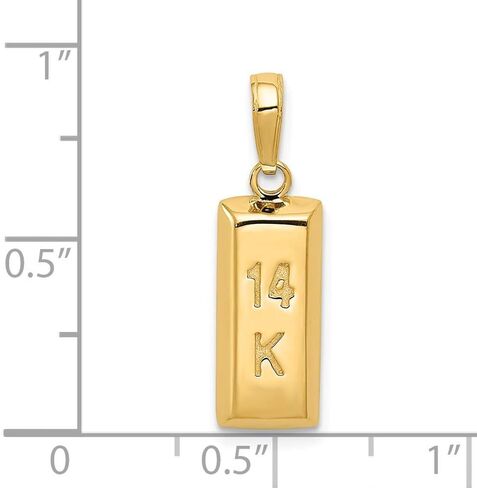 Solid 14k Yellow Gold Men's 3-D, 14k Yellow Gold Men's Bar Pendant Charm - 22mm x 7mm, Metal in Saudi Arabia