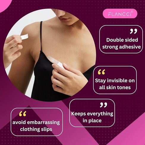 شريط مزدوج الجوانب للملابس، (عبوة من 100 قطعة) شريط ملابس تجميل للنساء، شريط ملابس وشريط للجسم للبشرة، شريط لاصق قوي طوال اليوم، شريط غير مرئي وشفاف لجميع ظلال البشرة in Kuwait