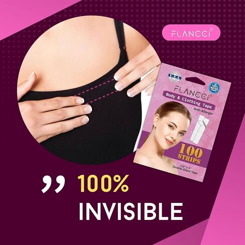 شريط مزدوج الجوانب للملابس، (عبوة من 100 قطعة) شريط ملابس تجميل للنساء، شريط ملابس وشريط للجسم للبشرة، شريط لاصق قوي طوال اليوم، شريط غير مرئي وشفاف لجميع ظلال البشرة in Kuwait