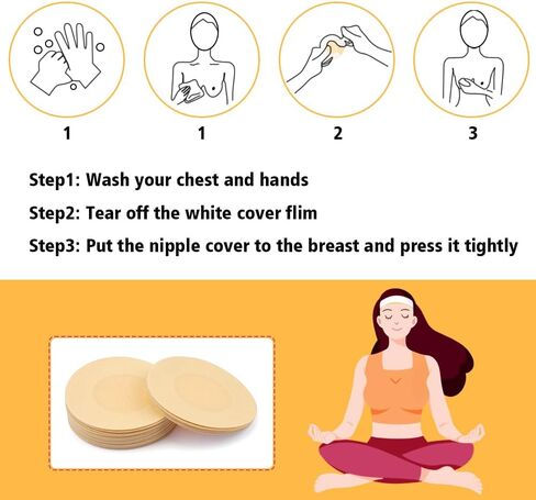 تغطية حلمة yekepal للنساء، 40 قطعة من ملصقات أغطية الحلمات المقاومة للماء، بتلات الثدي للاستعمال مرة واحدة، فطائر حلمة رفيعة لا تظهر غطاء حلمة لاصق للرجال، أغطية ثدي لاصقة، بيج غير مرئي in Kuwait