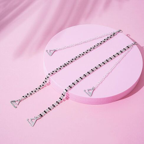 2 Pairs Womens Bra Straps Replacement Shiny Rhinestone Bra Shoulder Strap Non-Skid Chains for Tops Off Shoulder Dress in Saudi Arabia