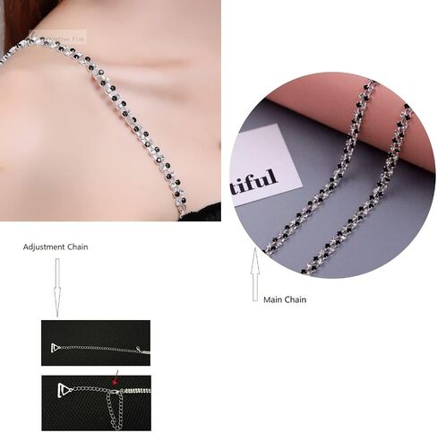 2 Pairs Womens Bra Straps Replacement Shiny Rhinestone Bra Shoulder Strap Non-Skid Chains for Tops Off Shoulder Dress in Saudi Arabia