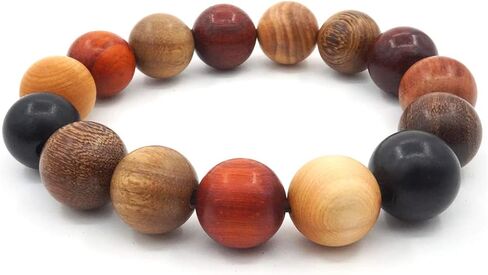 Thajaling Tibetan Bracelet Mala Buddhist Buddha Meditation 15mm Natural Wood Bead Men Elastic Prayer Bracelet in Saudi Arabia