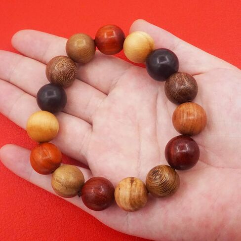 Thajaling Tibetan Bracelet Mala Buddhist Buddha Meditation 15mm Natural Wood Bead Men Elastic Prayer Bracelet in Saudi Arabia