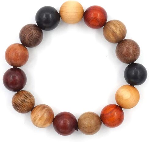 Thajaling Tibetan Bracelet Mala Buddhist Buddha Meditation 15mm Natural Wood Bead Men Elastic Prayer Bracelet in Saudi Arabia