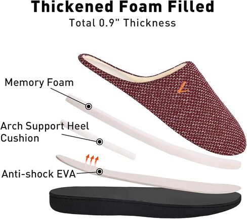 VONMAY Women's Slip On Slippers Warm Two-Tone Memory Foam House Shoes Lightweight Non-Slip Indoor Outdoor in Kuwait