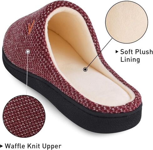 VONMAY Women's Slip On Slippers Warm Two-Tone Memory Foam House Shoes Lightweight Non-Slip Indoor Outdoor in Kuwait
