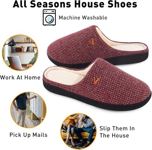 VONMAY Women's Slip On Slippers Warm Two-Tone Memory Foam House Shoes Lightweight Non-Slip Indoor Outdoor in Kuwait