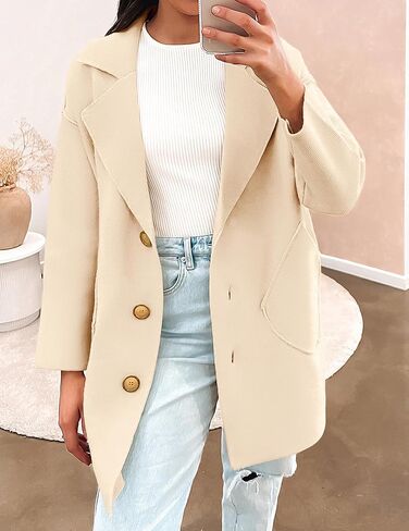 Kenaque 2023 سترة نسائية مفتوحة من الأمام متماسكة كم طويل سترات كبيرة الحجم معاطف شتوية مكتنزة مع جيوب in Kuwait