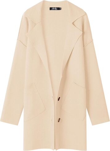 Kenaque 2023 سترة نسائية مفتوحة من الأمام متماسكة كم طويل سترات كبيرة الحجم معاطف شتوية مكتنزة مع جيوب in Kuwait