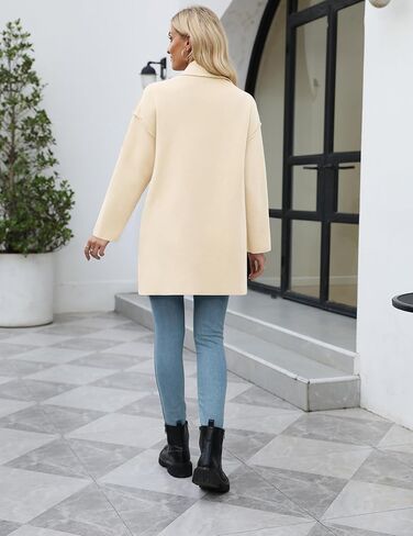 Kenaque 2023 سترة نسائية مفتوحة من الأمام متماسكة كم طويل سترات كبيرة الحجم معاطف شتوية مكتنزة مع جيوب in Kuwait