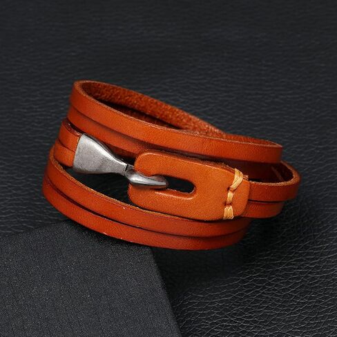 Long tantian Leather Bracelet for Men Teens Trendy Stuff Leather Wristbands with Stainless Steel Clasp Ethnic Tribal Elastic Bracelets Wristbands Leather Initial Bracelet Jewelry Gifts for Men Boys in Saudi Arabia