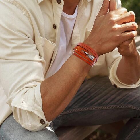 Long tantian Leather Bracelet for Men Teens Trendy Stuff Leather Wristbands with Stainless Steel Clasp Ethnic Tribal Elastic Bracelets Wristbands Leather Initial Bracelet Jewelry Gifts for Men Boys in Saudi Arabia