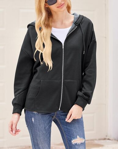 سترات نسائية بقلنسوة بأكمام طويلة من Hunt سترات كاجوال خفيفة الوزن وسترات بغطاء للرأس مع جيوب in Kuwait