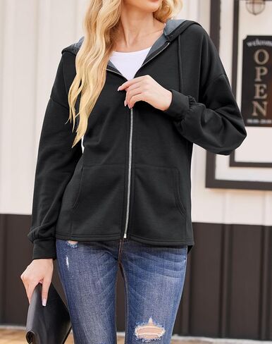 سترات نسائية بقلنسوة بأكمام طويلة من Hunt سترات كاجوال خفيفة الوزن وسترات بغطاء للرأس مع جيوب in Kuwait