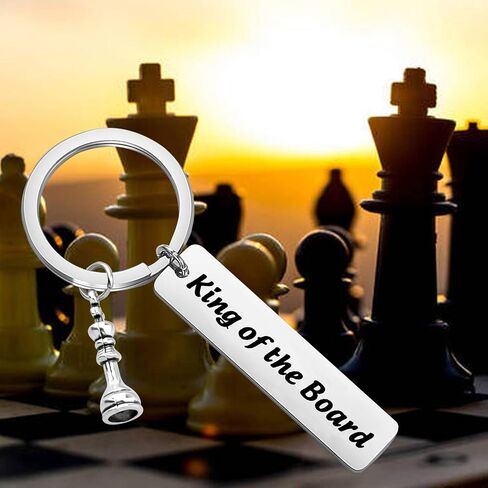 POTIY Chess Gift King/Queen of The Board Game Keychain Chess Keychain for Chess Player Chess Lover Chess Master in Saudi Arabia