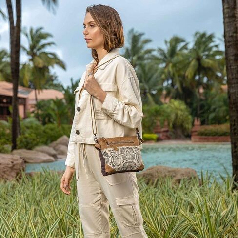 Myra Bag Nifty Small & Cross Body Bag Upcycled Canvas & Leather S-2600 in Saudi Arabia