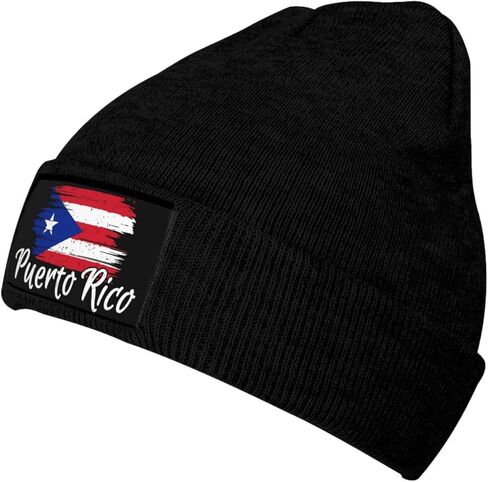 Cute Flag Knit Hat Soft Classic Stretchy Ski Beanie Cap Winter Patriotic Warm Hats for Women Men Black in Saudi Arabia