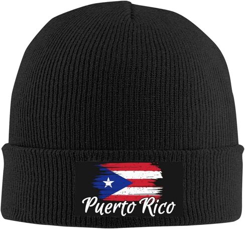 Cute Flag Knit Hat Soft Classic Stretchy Ski Beanie Cap Winter Patriotic Warm Hats for Women Men Black in Saudi Arabia