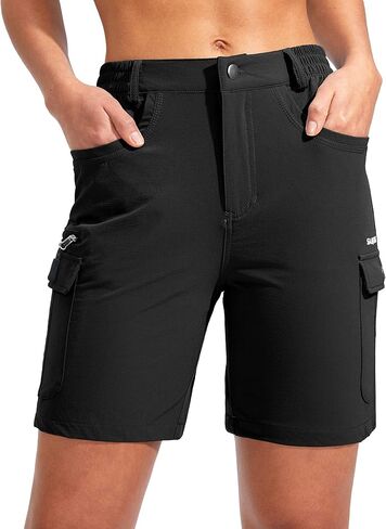 SANTINY Women's Hiking Cargo Shorts with 7 Pockets Lightweight Quick Dry 7 Inch Long Golf Shorts for Women Casual Summer in Saudi Arabia