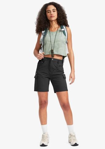 SANTINY Women's Hiking Cargo Shorts with 7 Pockets Lightweight Quick Dry 7 Inch Long Golf Shorts for Women Casual Summer in Saudi Arabia