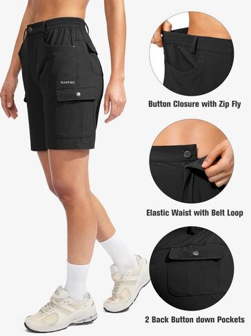 SANTINY Women's Hiking Cargo Shorts with 7 Pockets Lightweight Quick Dry 7 Inch Long Golf Shorts for Women Casual Summer in Saudi Arabia