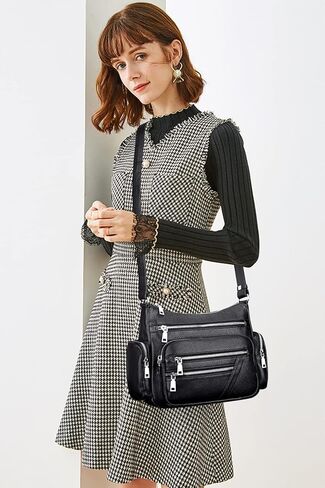 محفظة كروس من الجلد الطبيعي للنساء من Over Earth مع جيوب متعددة in Kuwait