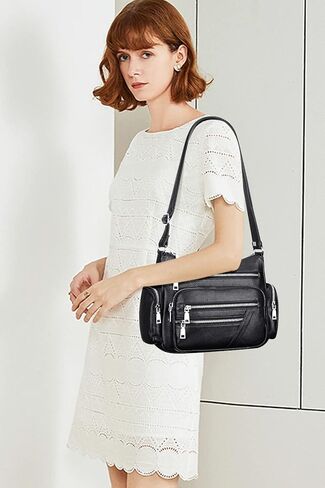 محفظة كروس من الجلد الطبيعي للنساء من Over Earth مع جيوب متعددة in Kuwait