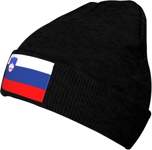 Cute Flag Knit Hat Soft Classic Stretchy Ski Beanie Cap Winter Patriotic Warm Hats for Women Men Black in Saudi Arabia