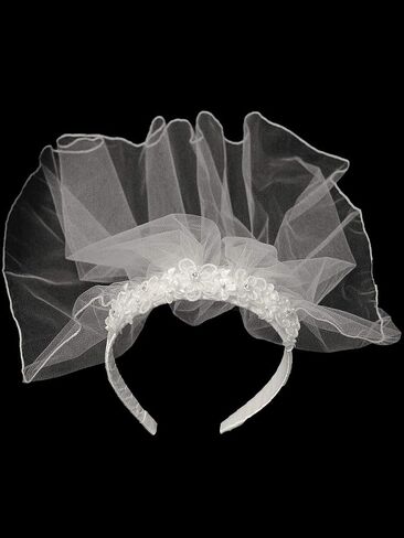 Swea Pea % Lili 18" Veil on Headband w/Flowers, Rhinestones, Pearl Accents H-T43 (White), Medium in Saudi Arabia