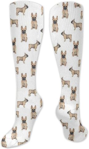 جوارب ضغط بيضاء اللون من qkwlo French Bulldog French Bulldog بألوان مائية للنساء والرجال الدورة الدموية 15-20 mmHg هي أفضل دعم لممارسة الرياضة والجري وركوب الدراجات in Kuwait