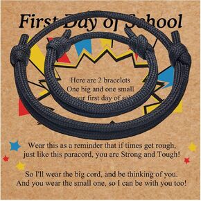 FAOYUDAWEI First Day Of School Bracelet Set For 2, Matching Mommy And Me Mother Son/Daughter Paracord Back To School Bracelets Wish Gift For Mom Boys Dad Girls Jewelry in Saudi Arabia