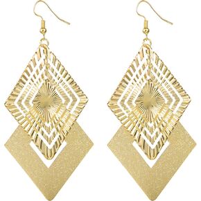 COZLANE 14K Gold Drop Dangle Earrings for Women Fashion Big Dangling Bohemia Vintage Circular Statement Chandelier Earrings for Party Prom
